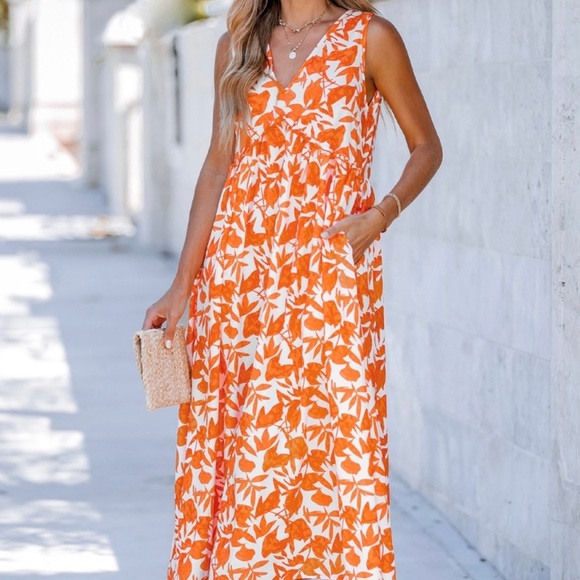 Cupshe midi dress 🧡🤍 - Picture 1 of 6